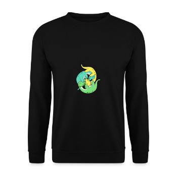 Nessie Hug Hugger und Liebhaber Geschenk - Unisex Pullover - Schwarz - Vorne - Alina (178cm) & Michal (187cm)