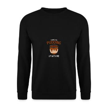 Pudding Lustige Person Geschenk - Unisex Pullover - Schwarz - Vorne - Alina (178cm) & Michal (187cm)