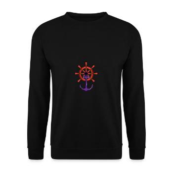 Anchor ship Captain Gift - Unisex Sweatshirt - black - Front - Alina (178cm) & Michal (187cm)