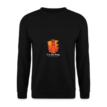 Ich bin der König Schachmeister Geschenk - Unisex Pullover - Schwarz - Vorne - Alina (178cm) & Michal (187cm)