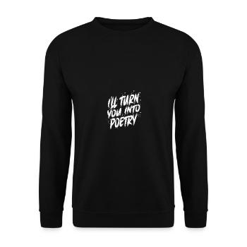 In die Poesie verwandeln SoulSearcher Geschenk - Unisex Pullover - Schwarz - Vorne - Alina (178cm) & Michal (187cm)