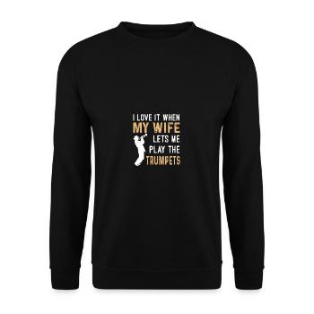 Play the Trumpet Musicians Gift - Unisex Sweatshirt - black - Front - Alina (178cm) & Michal (187cm)