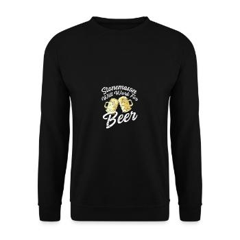 Arbeit für Bier Alkoholische Person Gift - Unisex Pullover - Schwarz - Vorne - Alina (178cm) & Michal (187cm)