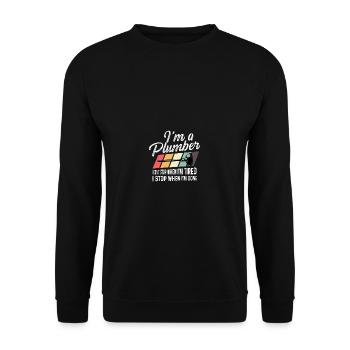 Ich bin ein Klempner Fleißiger Klempner Geschenk - Unisex Pullover - Schwarz - Vorne - Alina (178cm) & Michal (187cm)