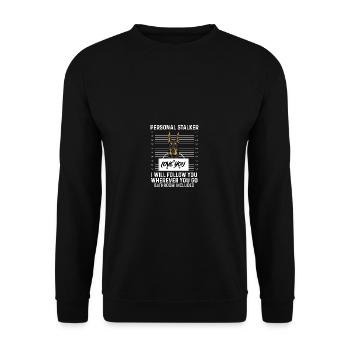 Persönlicher Stalker Hundeliebhaber Geschenk - Unisex Pullover - Schwarz - Vorne - Alina (178cm) & Michal (187cm)