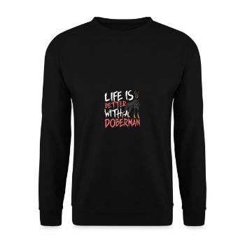 Better with Doberman dog parent. Gift - Unisex Sweatshirt - black - Front - Alina (178cm) & Michal (187cm)