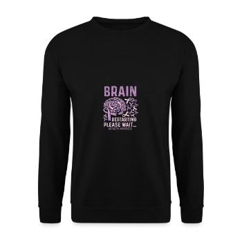 BRAIN-Neustart Lustige Person Geschenk - Unisex Pullover - Schwarz - Vorne - Alina (178cm) & Michal (187cm)