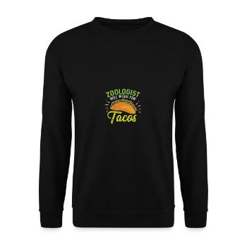 Work for tacos. Animal Lovers Gift - Unisex Sweatshirt - black - Front - Alina (178cm) & Michal (187cm)