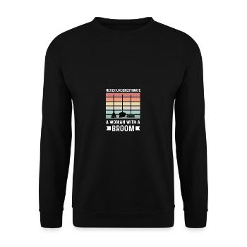 Woman with broom custodian gift - Unisex Sweatshirt - black - Front - Alina (178cm) & Michal (187cm)