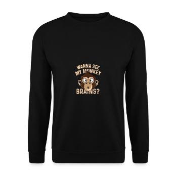 Affenhirne? Lustiger Arbeiter Geschenk - Unisex Pullover - Schwarz - Vorne - Alina (178cm) & Michal (187cm)