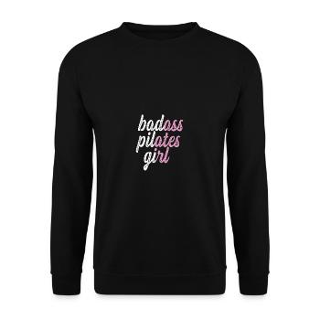 Badass Pilates Girls Gym -Hasen Gesche - Unisex Sweatshirt - black - Front - Alina (178cm) & Michal (187cm)