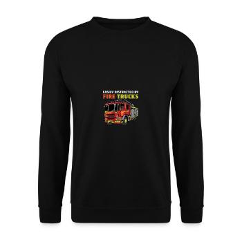 Abgelenkt von Feuerwehrchen Engineman Geschenk - Unisex Pullover - Schwarz - Vorne - Alina (178cm) & Michal (187cm)