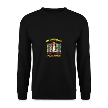 What is your superpower? Archivist Gift - Unisex Sweatshirt - black - Front - Alina (178cm) & Michal (187cm)