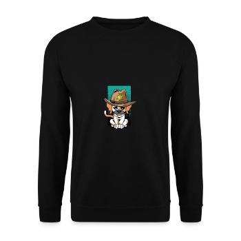 Nice Doberman Sheriff Dog Trainer Gift - Unisex Sweatshirt - black - Front - Alina (178cm) & Michal (187cm)