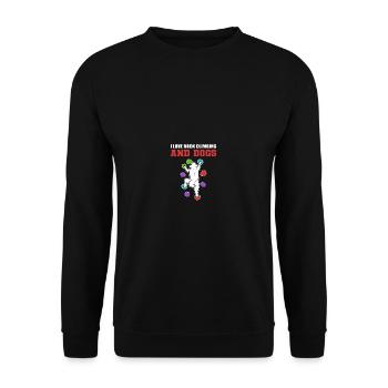Klettern & Hunde Hundeliebhaber Geschenk - Unisex Pullover - Schwarz - Vorne - Alina (178cm) & Michal (187cm)