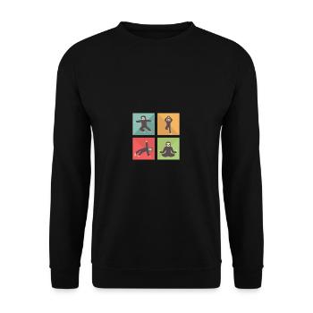 Faultier meditieren Yogalehrer Gift - Unisex Pullover - Schwarz - Vorne - Alina (178cm) & Michal (187cm)