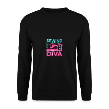 Nähdiva Sänger oder Performer Geschenk - Unisex Pullover - Schwarz - Vorne - Alina (178cm) & Michal (187cm)