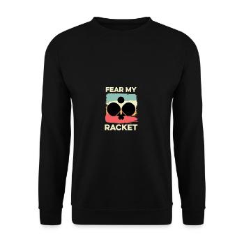 Fürchte meinen Schläger Amateurspieler Geschenk - Unisex Pullover - Schwarz - Vorne - Alina (178cm) & Michal (187cm)