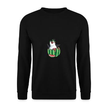 Melon Penguin Fruit Merchant Gift - Unisex Sweatshirt - black - Front - Alina (178cm) & Michal (187cm)