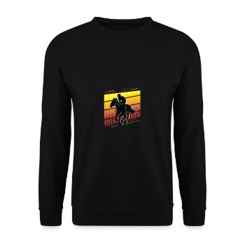 Pferderennwettbewerb Rancher Geschenk - Unisex Pullover - Schwarz - Vorne - Alina (178cm) & Michal (187cm)