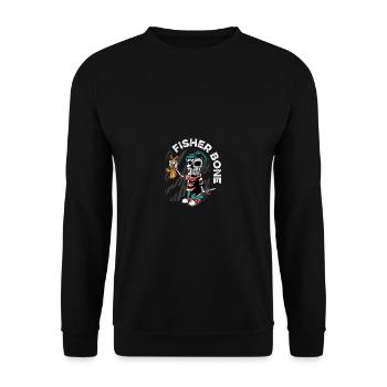 Fishing Bone Fishing Captain Gift - Unisex Sweatshirt - black - Front - Alina (178cm) & Michal (187cm)