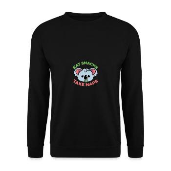 Schläfchen halten Feinschmecker Gift - Unisex Pullover - Schwarz - Vorne - Alina (178cm) & Michal (187cm)