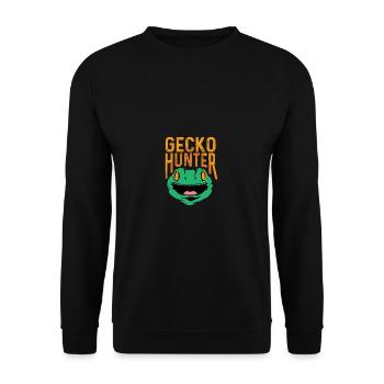 Gecko Hunter Zookeeper Gift - Unisex Sweatshirt - black - Front - Alina (178cm) & Michal (187cm)