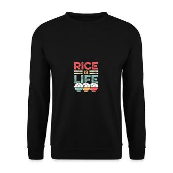 Rice is life Asian or Chinese person - Unisex Sweatshirt - black - Front - Alina (178cm) & Michal (187cm)