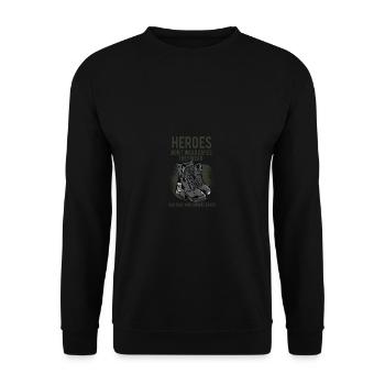 Helden tragen keine Umhänge, sie tragen Hundeschil - Unisex Pullover - Schwarz - Vorne - Alina (178cm) & Michal (187cm)