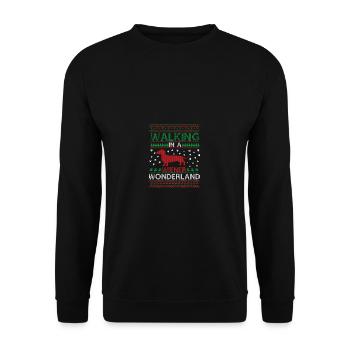 Walking in a Weiner Wonderland Merry Christmas - Unisex Sweatshirt - black - Front - Alina (178cm) & Michal (187cm)