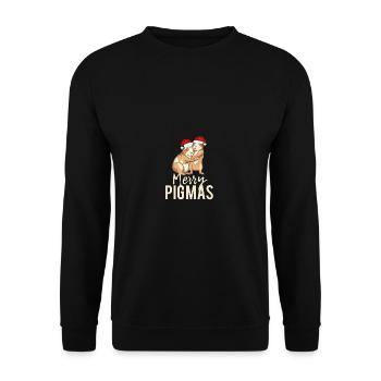 Happy Pigmas face mask funny guinea pigs - Unisex Sweatshirt - black - Front - Alina (178cm) & Michal (187cm)