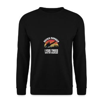 Vintage Lumberjack Funny Chainsaw Branch Manager L - Unisex Sweatshirt - black - Front - Alina (178cm) & Michal (187cm)