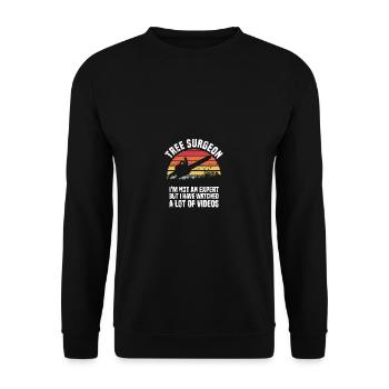 Tronçonneuses Vintage Lumberjack Funny -Tree Chirur - Sweat-shirt Unisexe - noir - Devant - Alina (178cm) & Michal (187cm)