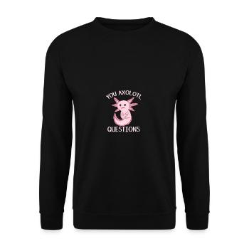 Süße Kawaii Tier Axolotl Kleidung - Unisex Pullover - Schwarz - Vorne - Alina (178cm) & Michal (187cm)