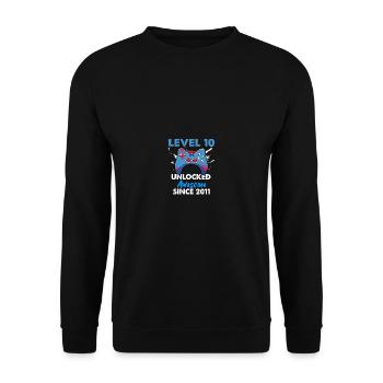 Stufe 10 freigeschaltet seit 2011 Bday Party Gamin - Unisex Pullover - Schwarz - Vorne - Alina (178cm) & Michal (187cm)