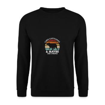 Ich mag Capybaras und vielleicht 3 Leute lustige C - Unisex Pullover - Schwarz - Vorne - Alina (178cm) & Michal (187cm)