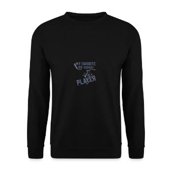 Mein Lieblings-Eishockeyspieler nennt mich Mama - Unisex Pullover - Schwarz - Vorne - Alina (178cm) & Michal (187cm)