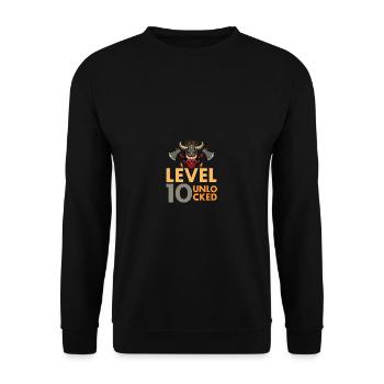 Stufe 10 freigeschaltetes Videospiel Vintage Vikin - Unisex Pullover - Schwarz - Vorne - Alina (178cm) & Michal (187cm)