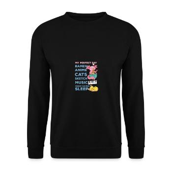 Mein perfekter Tag Anime Lustiges Zitat Ramen Sket - Unisex Pullover - Schwarz - Vorne - Alina (178cm) & Michal (187cm)