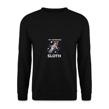 Mein Patronus lustiger Zitat Faultier magischer Fa - Unisex Pullover - Schwarz - Vorne - Alina (178cm) & Michal (187cm)