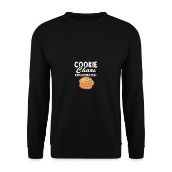 Lustiger Zitat Cookie Chaos -Koordinator - Cookie - Unisex Pullover - Schwarz - Vorne - Alina (178cm) & Michal (187cm)