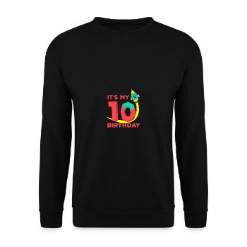 Lustiges Zitat Katzeneis Es ist mein 10. Bday - Unisex Pullover - Schwarz - Vorne - Alina (178cm) & Michal (187cm)