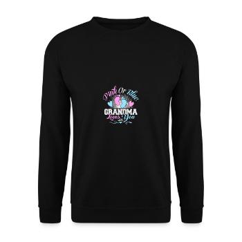 Rosa oder blaue Oma liebt dich Geschlecht enthülle - Unisex Pullover - Schwarz - Vorne - Alina (178cm) & Michal (187cm)