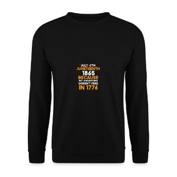 Juneteenth schwarze Frauen, weil mein Vorfahr war - Unisex Pullover - Schwarz - Vorne - Alina (178cm) & Michal (187cm)