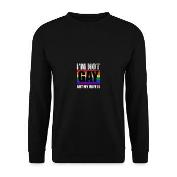 Je ne suis pas gay mais ma femme est drôle L - Sweat-shirt Unisexe - noir - Devant - Alina (178cm) & Michal (187cm)