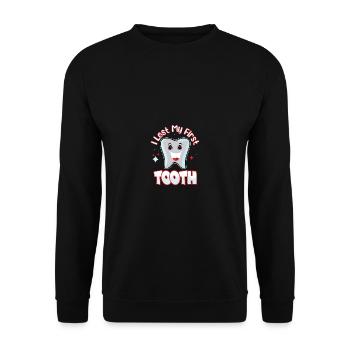 Funny quote I have my first teeth ver - Unisex Sweatshirt - black - Front - Alina (178cm) & Michal (187cm)