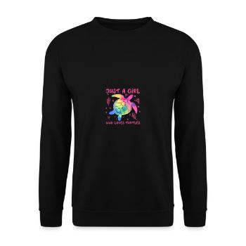 Spaß die Mädchen, die Schildkröten liebt - Frauen - Unisex Pullover - Schwarz - Vorne - Alina (178cm) & Michal (187cm)