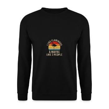 Drôle Flamant Design Hommes Femmes Rose Flamin - Sweat-shirt Unisexe - noir - Devant - Alina (178cm) & Michal (187cm)
