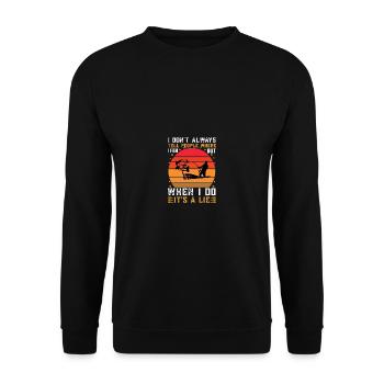 Angeln Ich sage den Leuten nicht immer, wo ich fis - Unisex Pullover - Schwarz - Vorne - Alina (178cm) & Michal (187cm)