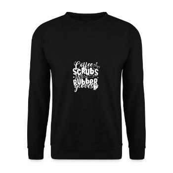 Coffee scrubs - ideal for nurses, me - Unisex Sweatshirt - black - Front - Alina (178cm) & Michal (187cm)